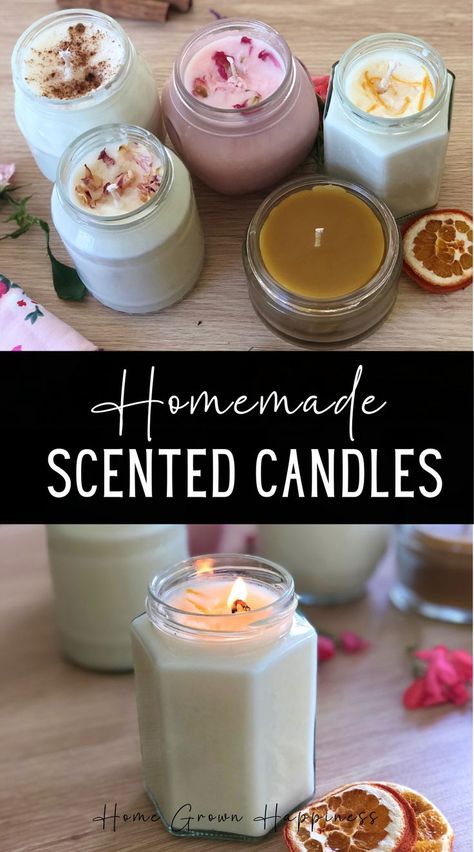 These homemade scented candles use recycled jars and their scents and colours can be tailored to what you like. Buying a good scented candle is pricy, but making them at home doesn’t have to be. I absolutely love candles and have been known to spend a pretty penny on them in the past. I’m kicking myself that I didn’t start making these sooner because they are so easy! And the repurposed jars can be used over and over again. Easy Way To Make Candles, Homemade Candles How To Make, How To Make Your Own Candles Diy, Make A Candle Diy Projects, How To Make Jar Candles, Best Homemade Candle Scents, How To Make Your Own Scented Candles, Make Scented Candles Diy, How To Make A Homemade Candle