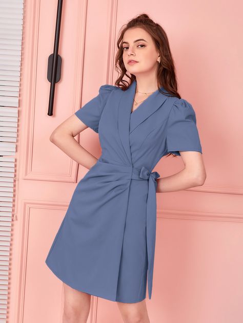 Collar Dress Pattern, Shawl Collar Dress, Ditsy Floral Dress, Dress With Shawl, Shirred Dress, Plain Shirt, Belted Shirt Dress, Ruffle Hem Dress, Contrast Collar