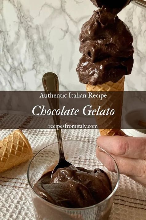 Authentic Homemade Chocolate Gelato Recipe - Recipes from Italy Chocolate Gelato Recipe, Recipes From Italy, Ninja Creamy, Chocolate Gelato, Easy Popsicles, Gelato Maker, Italian Gelato, Gelato Recipe, Italian Chocolate