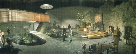 Ken Adams Set Design, Spy Headquarters, Villain Lair, Futuristic Interiors, Ken Adams, Bartlett School, Bartlett School Of Architecture, Tv Set Design, Movie Decor