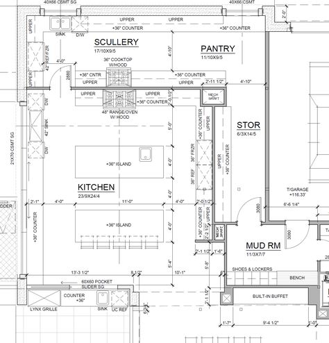 Kitchen Butlers Pantry Floor Plans, Kitchen With Scullery Floor Plan, Pantry Size Floor Plans, Butlers Pantry Layout Floor Plans, Chef Kitchen Layout, Kitchen Layout Ideas With Island Large, Double Island Kitchen Floor Plans, Scullery Floor Plan, Large Kitchen Layout Ideas