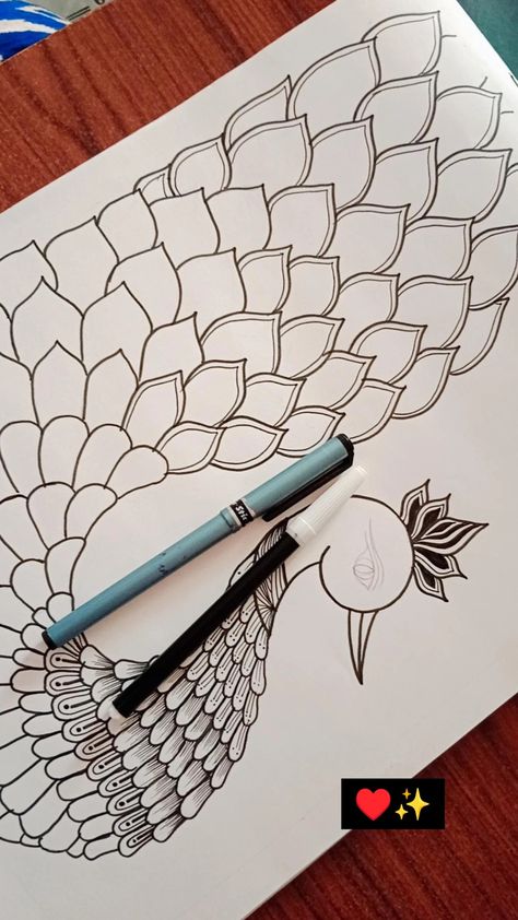 #peacock #mandala Peacock Mandala Art Easy, Peacock Doodle Art, Peacock Drawing Mandala, Mandala Peacock Design, Mandala Art Peacock, Peacock Drawing Simple, Peacock Drawing Easy, Peacock Doodle, Peacock Mandala Art