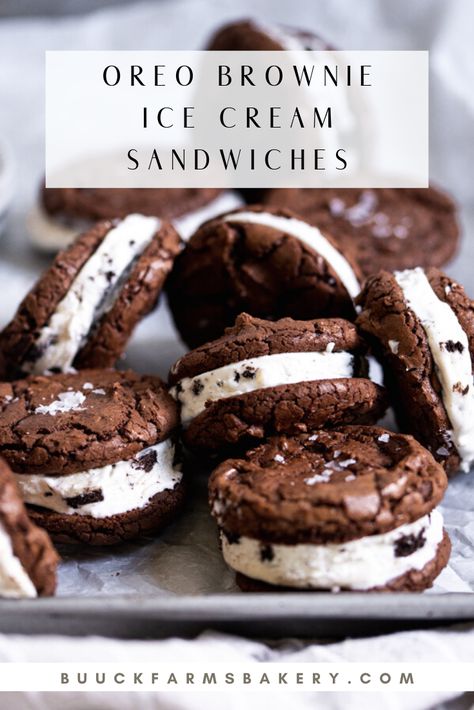 Oreo Ice Cream Sandwich, Oreo Brownie, Brownie Ice Cream, Oreo Ice Cream, Fudgy Brownie, Ice Cream Cookie Sandwich, Oreo Brownies, Ice Cream Sandwiches, Oreo Dessert