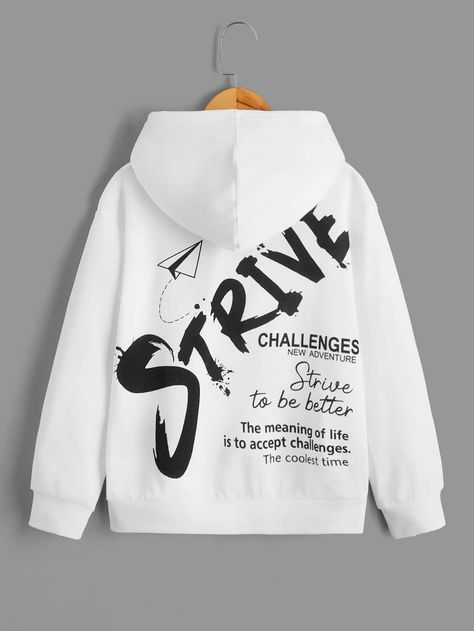 White Casual Collar Long Sleeve Fabric Slogan Pullovers Embellished Slight Stretch Spring/Fall Boys Clothing Hoodies For Boys, Shein Kids, Slogan Sweatshirt, Stylish Hoodies, Floral Print Rompers, Denim Pocket, Cute Jackets, Boys Hoodies, Orange Fashion