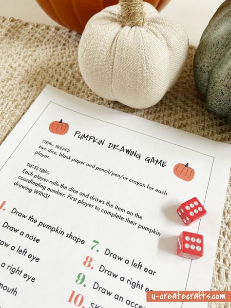 Free Printable Pumpkin Games Pass The Pumpkin Game Free Printable, Pumpkin Dice Game, Thanksgiving Games For Family Fun, Thanksgiving Games For Family, Pass The Pumpkin, Parts Of A Pumpkin, Pumpkin Games, How To Draw Ears, Pumpkin Drawing