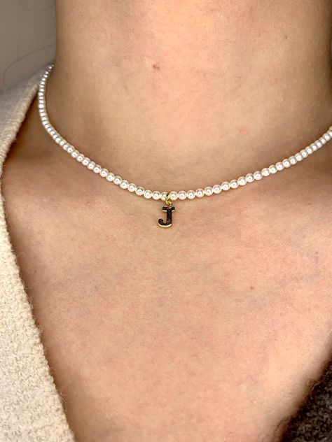 Pearls Choker, Jewellery Bag, Jewellery Packaging, Alphabet Charm, Gold Initial, Pearl Choker, Bride Jewellery, Jewelry Packaging, Perfect Gift For Her