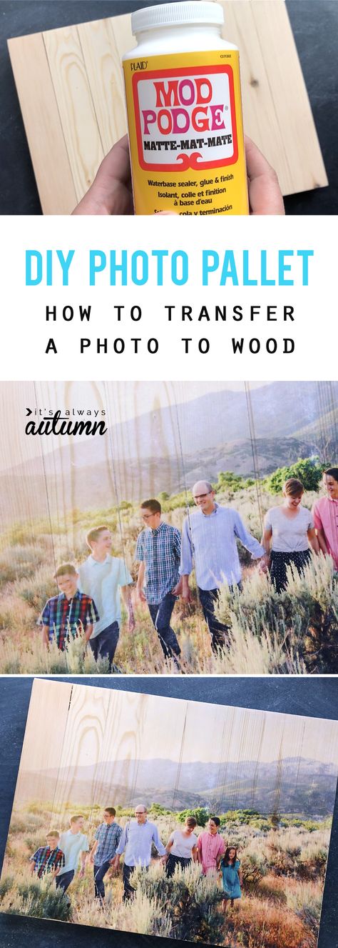 This is the easiest way to transfer a photo to wood! Use mod podge to create a DIY photo pallet. Diy Modge Podge Pictures On Wood, Photo On Wood Modge Podge, Modpodge Pics On Wood, How To Modge Podge Pictures On Wood, Modge Podge Picture On Wood, Decopage Ideas Photos, Pallet Photo Frames, Photo To Wood, Picture Transfer To Wood