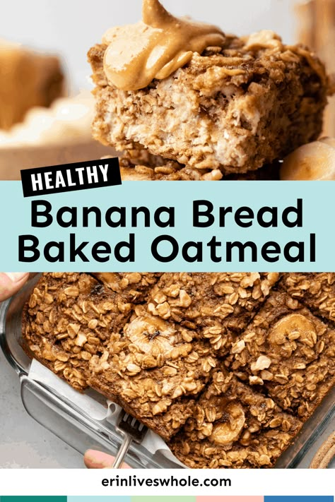 Banana Bread Baked Oats, Banana Bread Baked Oatmeal, Baked Oats Recipe, Oatmeal Healthy, Ripe Banana Recipe, Baked Oatmeal Recipe, Bread Healthy, Oatmeal Banana, Breakfast Oatmeal