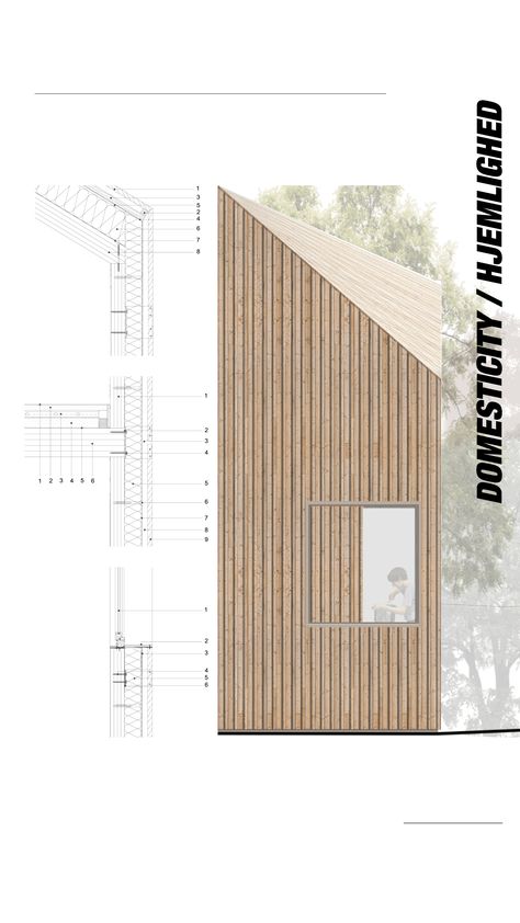 Wooden Facade Detail, Wood Panel Exterior Home, Wood Facade Detail, Timber Cladding Detail, Wooden Elevation, Siding Detail, Construction Details Architecture, Nordic Architecture, Wood Facade