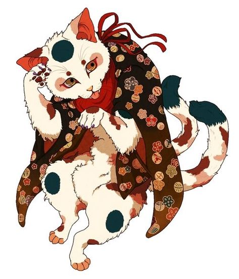 2548 best images about Japanese art on Pinterest | Herons, Japan ... Nekomata Character Design, Nekomata Oc, Cat Yokai, Demon Cat, Japanese Yokai, Kitty Tattoos, Japanese Demon, Japanese Mythology, Japanese Folklore