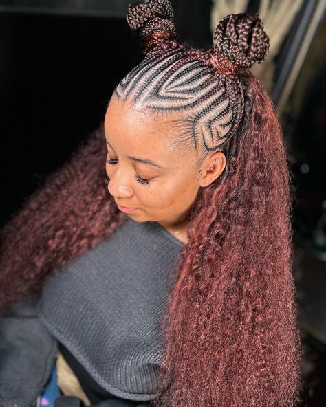 Stitch Feed In Braids, Braids With Curly Hair, A Quick Weave, Half Braids, Feed In Braids Ponytail, Natural Hair Box Braids, Half Cornrows, Long Braided Hairstyles, Hair Braid Patterns