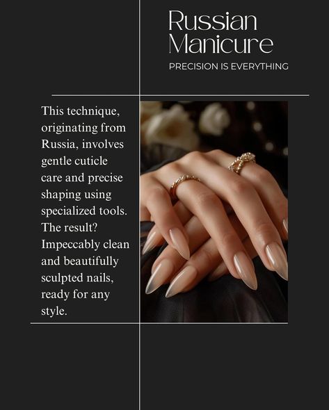 FLAWLESS NAILS 💅 ✨💕RUSSIAN MANICURES • DRY MANICURES• CUTICLE CARE… THE Russian manicure is not only visually stunning but also long-lasting and healthy for your nails… Please see a licensed professional‼️ Visit: @nailsbyingridnj The Best Nail Service In Jersey✨✨✨ #russianmanicure #efilemanicure #selflove #perfectnails #detailedmanicure #gelmanicure #nailartistry #healthynails#smallbusiness #womanshealth #blackhirlmagic #blackwomeninbusiness Russian Manicure Aesthetic, Russian Nails Manicures, Russian Nails, Manicure Pictures, Nails Manicures, Russian Manicure, Skincare Branding, Sculpted Nails, Cuticle Care