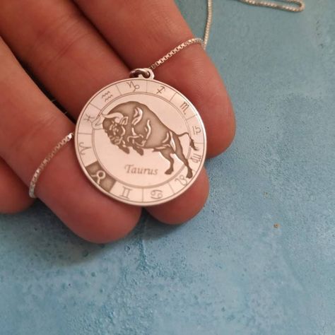 Taurus Jewelry, Taurus Pendant, Virgo Necklace, Taurus Necklace, Meaningful Symbols, Sunshine Necklace, Zodiac Pendant Necklace, Taurus Sign, Necklace Star