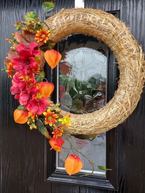 Straw Wreaths, Summer To Autumn, Tree Cottage, Cottage Wreath, Straw Wreath, To Autumn, Chinese Lanterns, Cherry Tree, Late Summer