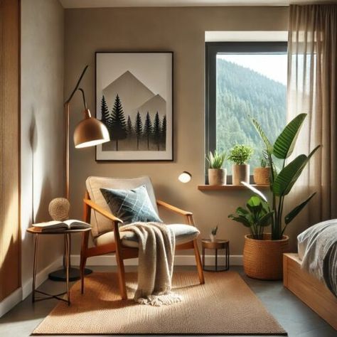 29 Majestic Mountain-Themed Bedroom Ideas - hausvibe Mountain Themed Bedroom, Mountain Bedroom Ideas, Minimalist Shelves, Bedroom Murals, Wooden Headboard, Themed Bedroom, Handcrafted Decor, Modern Mountain, The Beauty Of Nature