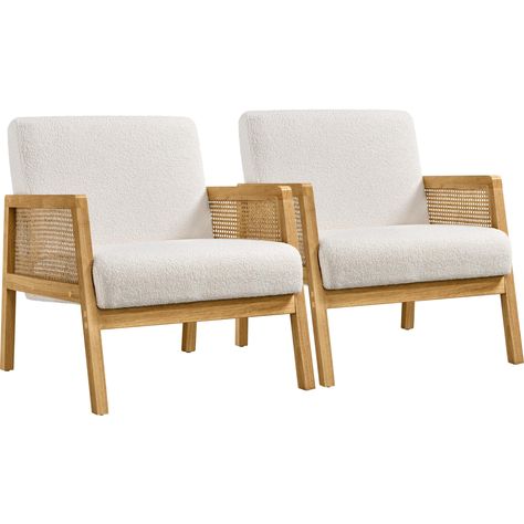 PRICES MAY VARY. Cane Paneled Armrests: What makes this 2-piece accent chair unique is that we adopt handcrafted rattan webbing to form beautiful woven arms. It is 100% natural and safe for your health. The natural hue and stylish texture add warmth and openness to your home or office Versatile Furniture Addition: The natural wood frame combined with the soft beige fabric creates a warm, neutral color palette that blends any design aesthetic, from boho, contemporary to coastal. A graceful additi Vintage Vanity Chair, Rattan Vanity, Chair Vintage, Accent Chair Set, Vintage Rattan, Fabric Accent Chair, Versatile Furniture, Vanity Chair, Bamboo Design