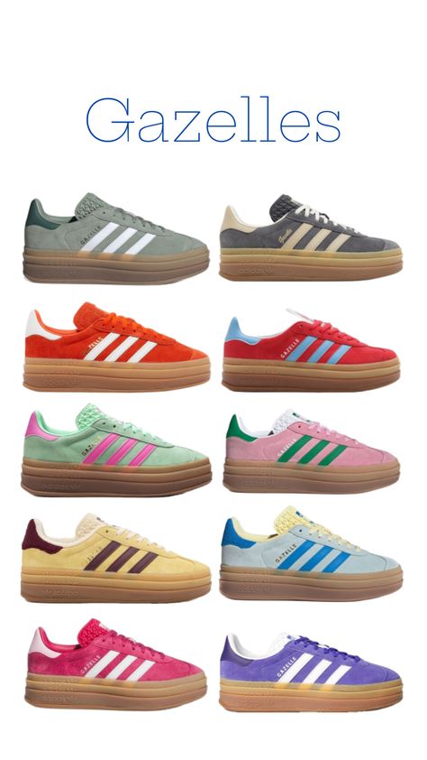 Need all of these. #outfitinspo #adidas #adidasgazelle #gazelle #gazelles #shoesinspo #shoeswishlist #shoes #summeraesthetic #spring Shoes Adidas Gazelle, Gazelle Platform, Church Shoes, Adidas Gazelles, Cute Casual Shoes, Gazelle Adidas, Gazelle Shoes, Church's Shoes, Shopping Shoes