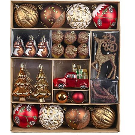 Red Brown Christmas Decor, Red And Gold Christmas Tree Decor, Red And Bronze Christmas Tree, Red And Brown Christmas Decor, Brown And Red Christmas Decor, Brown And Red Christmas Tree, Red And Brown Christmas Tree, Christmas Aestethic, Fall Tree Decorations