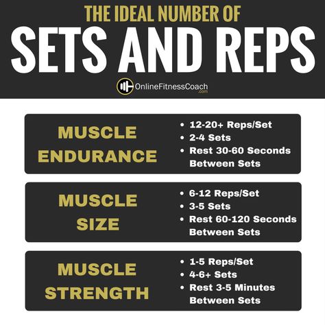 How Many Sets And Reps Should You Do? - Online Fitness Coach Sets And Reps, Personal Training Business, Gym Workout Planner, Reps And Sets, Personal Fitness Trainer, Online Fitness Coaching, Gym Tips, Weight Training Workouts, Body Workout Plan