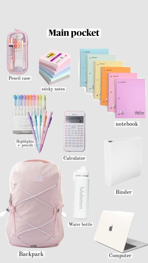 #backpack #essentials #school #whatsinmybag High School Essentials, Middle School Backpack, Middle School Supplies, Middle School Essentials, School Emergency Kit, School Wishlist, School Backpack Essentials, Middle School Survival, Preppy School Supplies