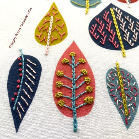 Leaf Embroidery Kit. Modern Embroidery With Scandi Style. Adult Craft Kit. Embroidery Gift. - Etsy Leaf Embroidery Pattern, Scandinavian Embroidery, Coin Couture, Embroidery Leaf, Needle Threaders, Textile Art Embroidery, Creative Textiles, Embroidered Leaves, Felt Embroidery