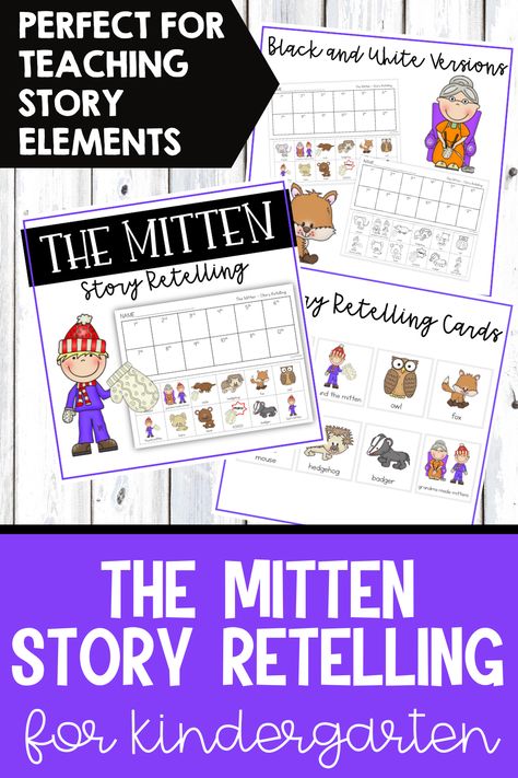 Kindergarten students will love this story retelling activity. Practice sequencing the story "The Mitten." Teachers can use this retelling activity as an assessment or as a literacy center. Great for independent work or for whole group! Story Retelling Activities Kindergarten, Story Retelling Activities, Retelling Activities, Story Retelling, Activity For Kindergarten, Activities Kindergarten, Story Retell, Story Sequencing, The Mitten