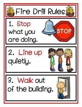 Free Fire Drill Rules by Pre-K Learning Circle | Teachers Pay Teachers Safety Drills Preschool, Fire Prevention Poster Ideas Safety, Preschool Fire Fighter Activity, Safety Ideas For Preschool, Fire Safety Preschool Literacy, School Safety Crafts For Toddlers, Fire Safety For Toddlers, Fire Drill Poster, Fire Prevention Week Crafts