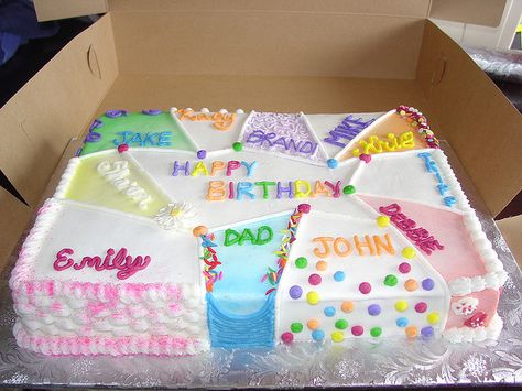 Birthday Cake for multiple people | Flickr - Photo Sharing! Birthday Cake For Husband, Cake For Husband, Birthday Sheet Cakes, Funny Birthday Cakes, Pretty Birthday Cakes, Family Birthdays, Cake Decorating Tips, Sheet Cake, Pretty Cakes