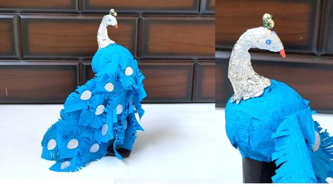 #peacock #bestoutofwaste #homedecor Peacock Craft using Paper | Best out of waste | Home Decor Peacock For Kids, Paper Peacock, Peacock Crafts, How To Make Origami, Best Out Of Waste, Origami Paper, Paper Craft, Dinosaur Stuffed Animal, Origami