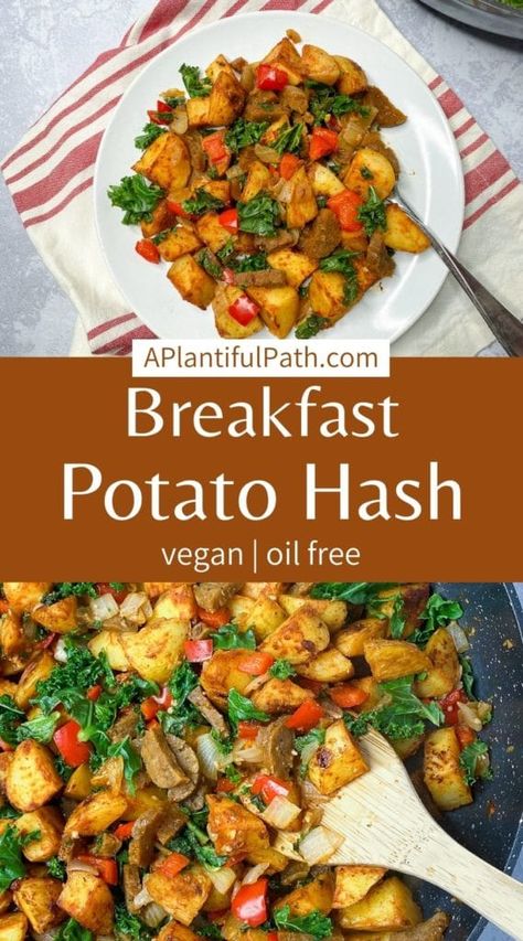 This Vegan Breakfast Hash is packed with flavor and loaded with veggie nutrition! Made with easy to find ingredients, it's a perfect way to start your day! Vegan Breakfast With Potatoes, Oil Free Vegan Breakfast Recipes, Easy Vegan Gluten Free Breakfast, Healthy Meatless Breakfast, Vegan Hashbrown Breakfast, Vegan Grain Free Breakfast, Gluten Free Vegan Brunch Recipes, Plant Based Breakfast Casserole, Vegan Wheat Free Recipes