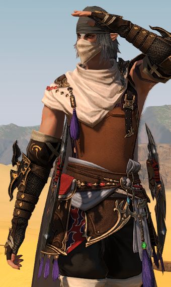 Desert bandit | Eorzea Collection Desert Bandit Fantasy Art, Desert Bandit, Desert Outfit Ideas, Desert Outfit, Ffxiv Glamour, Eorzea Collection, Man Games, Dnd Art, Final Fantasy Xiv