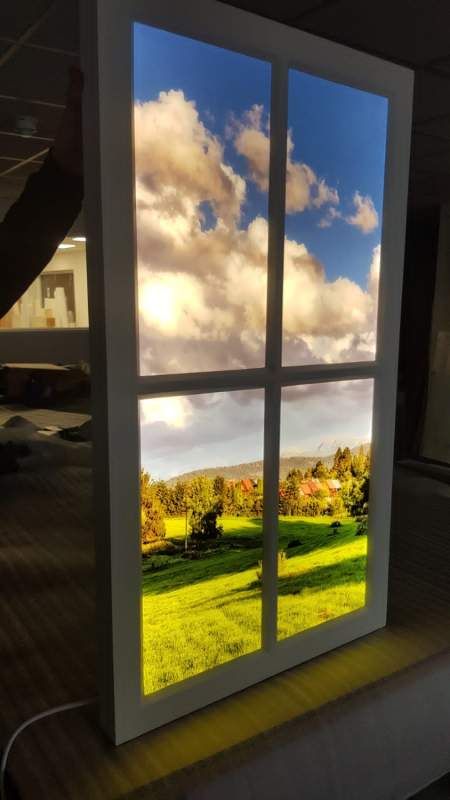 Window Alternatives Ideas, Led Window Lights, Faux Window With Light, Fake Window View, Fake Window With Light, Fake Windows Basement Diy, Tiny Window Ideas, Diy Faux Window Pane, Diy Faux Window Light