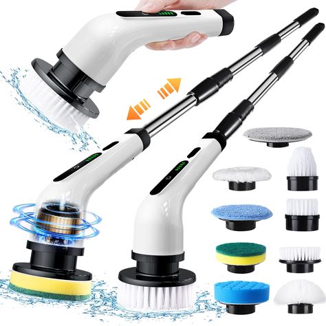 PRICES MAY VARY. 【Efficient and Labor Saving】The Uidducpu electric Spin scrubber has superb cleaning ability to effectively remove stubborn stains and dirt. With its efficient cleaning performance, it takes only half the time of traditional cleaning methods to complete the job, allowing you to say goodbye to tedious floor scrubbing and have more leisure time. 【Electric Cordless Design, Dual Speed and Efficient】The Electric Spin Scrubber is a revolutionary cleaning tool that combines electricity Car Wash Solutions, Dusting Spray, Cleaning Bathroom, Electric Cleaning Brush, Power Shower, Floor Kitchen, Shower Scrubber, Bathroom Tub, Tidy Kitchen