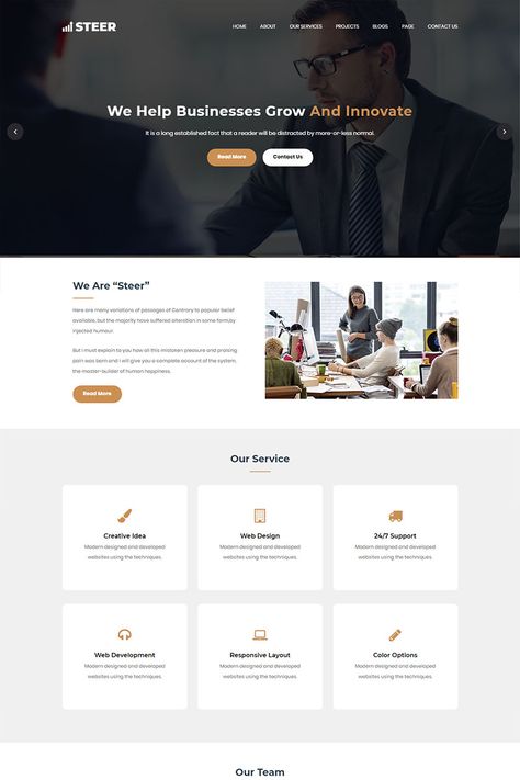 Steer - Responsive Multi-Purpose Website Template #Website #Multi #Responsive #Steer Software House Website Design, Combat Gloves, Web Ideas, Web Design Websites, Webpage Template, Web Portfolio, Html Website, App Landing Page, Html Website Templates