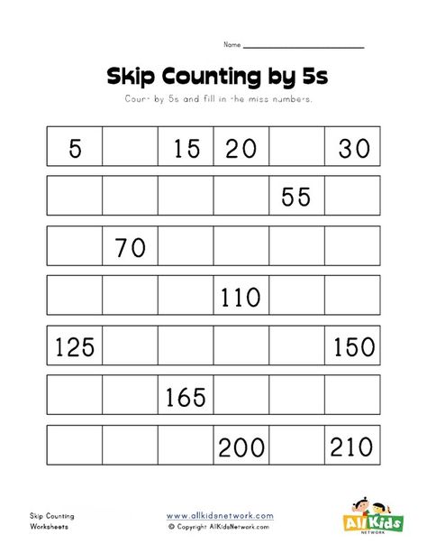 Skip Counting by Fives Worksheet | All Kids Network Counting By 5s Worksheet, Kindergarten Math Patterns, Kindergarten Math Worksheets Counting, Skip Counting By 5, Winter Math Worksheets, Skip Counting By 5's, Skip Counting Worksheets, Skip Counting By 2, Counting In 5s