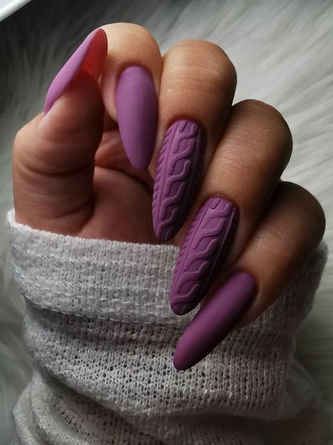 nails ideas Ombre Acrylic, Simple Spring Nails, Matte Nail, Sweater Nails, Matte Nails Design, Purple Nail, Her Nails, Nails Polish, Winter Nail Art