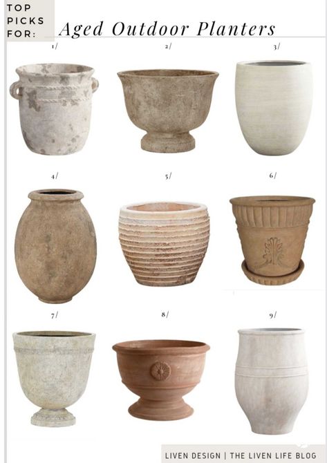 Weathered Terracotta Pots, Mediterranean Pots, Large Clay Pots, Extra Large Outdoor Planters, Planter Front Porch, Farmhouse Planters, Front Porch Flower Pots, Vintage Terracotta Pots, Outside Planters