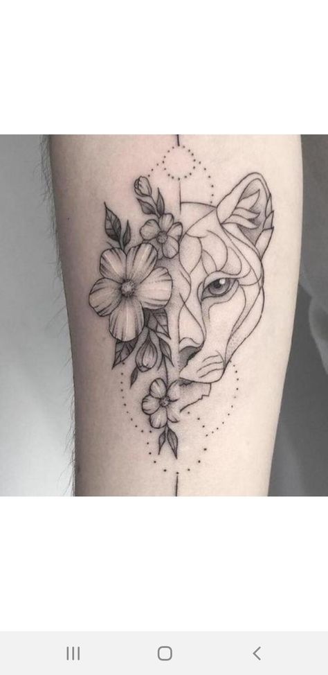 Beautiful Flower Tattoos For Women, Dainty Flower Tattoos, Tattoo Avant Bras, Flower Tattoos For Women, Lion Flower, Simple Flower Tattoo, Tato Jari, Lioness Tattoo, Girl Back Tattoos