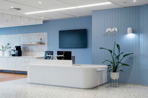 Mirvac HQ, Brisbane by Peddle+Potter | Indesignlive Room With Tv, Siren Design, Warehouse Design, Desk Areas, Clinic Design, Terrazzo Flooring, Reception Area, Workplace Design, Global Design