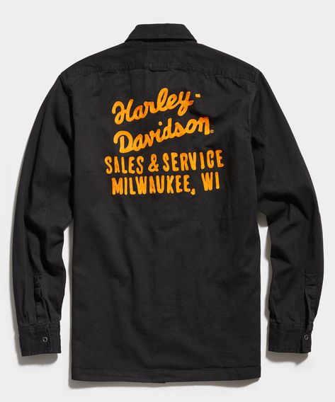 Harley Davidson Shop, Vintage Mechanics, Vintage Harley Davidson Motorcycles, Harley Davidson Clothing, Company Shirts, Todd Snyder, Mechanic Shirts, Milwaukee Wisconsin, Motorcycle Outfit