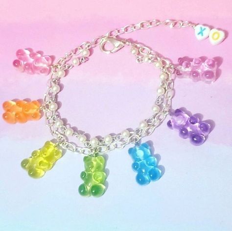 Gummy Bears Jewelry, Rainbow Gummy Bears, Office Jewelry, Paper Dolls Clothing, Kawaii Jewelry, Magical Jewelry, Multi Strand Bracelet, Funky Jewelry, Surprise Gift