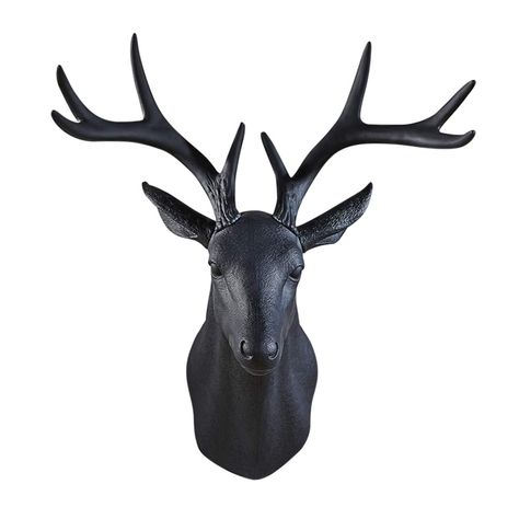 PRICES MAY VARY. Material: environmental protection plastic；SIZE: 50cm TALLx 40cm WIDE x 30cm DEEP// 20”TALL x 16”WIDE x 12”DEEP. WEIGHS 1300g/ 2.9 lb. WALL CHARMERS LARGE BLACK FAUX DEER HEAD with stunning detail, to make any room or gallery wall POP! Perfect for the hunting wall decor lover that wants to go faux. HANDMADE for a piece as unique as you are! Pairs great with our black faux moose head wall mount. REMOVABLE DEER ANTLERS - look at the Faux Deer Head. Add glue and attach your new rus Deer Wall Mount, Mounted Antlers, Faux Deer Head, Animal Head Wall Decor, Deer Head Wall Decor, Wall Charm, Head Wall Decor, Antlers Decor, Animal Head Wall