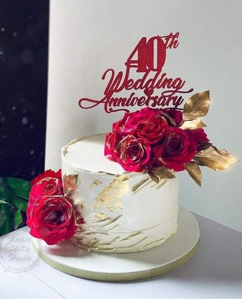 40 Wedding Anniversary Cake, Ruby Wedding Cakes 40th Anniversary, Anniversary Cake 40th, 45th Anniversary Cake, 45th Wedding Anniversary Cake, 40th Wedding Anniversary Cake Ideas, 40th Anniversary Cake Ideas, 40th Anniversary Cake For Parents, 40 Anniversary Cake