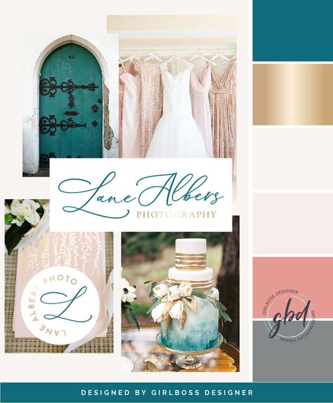 Blush And Teal Wedding, Teal Blush Wedding, Teal Packaging, Branding Archetypes, Blush Branding, Rebranding Ideas, Bakery Decoration, Website Colors, Wedding Photographer Branding