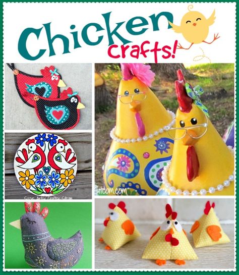 7 Fun Chicken Crafts! Chicken Clothes Pattern, Chicken Arts And Crafts, Chicken Decor Diy Craft Ideas, Diy Chicken Decorations, Diy Chicken Decor, Diy Chicken Ornaments, Chicken Decor Diy, Easter Bunny Basket Craft, Fabric Chickens