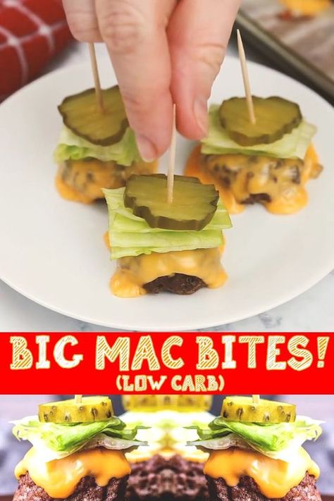 Big Mac Bites, Mac Bites, Low Carb Big Mac, Low Carb Snack, Recipes Appetizers And Snacks, Carb Meals, Bariatric Recipes, Keto Recipes Dinner, Low Carb Snacks