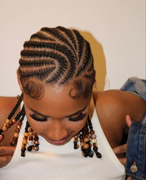 Natural Curly Hair Braided Hairstyles, Short Braided Cornrow Hairstyles, Straight Back Feed In Braids Short, Small Feed In Cornrows, Natural Short Braided Hairstyles, Braids In Front Afro In Back, 90s Cornrows, Natural Hair Stretched Styles, Stitch Braids On Natural Hair