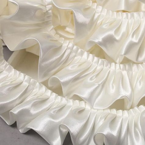 Amazon.com: 2 Yards Ruffle Lace Trim Satin Pleated Ribbon Fabric DIY Crafts Sewing Curtain Tablecloth Clothes Dress Decoration Satin Ruffle Skirt, Innovative Skirts, Ruffles Aesthetic, Ruffle Making, Tablecloth Clothes, Sewing Satin, Sew Ruffles, Fabric Diy Crafts, Aesthetic Sewing