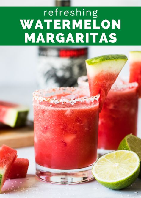 This Watermelon Margarita is made with only 3 simple ingredients (yes, only 3!) and can be served frozen or on the rocks. Naturally sweetened with only fruit, this cocktail is sure to become a go-to every summer! #margarita #watermelonmargartita Fresh Margarita Recipe, Summer Margaritas, Watermelon Margaritas, Easy Summer Cocktails, Margarita On The Rocks, Summer Eats, Healthy Cocktails, Watermelon Margarita, Summertime Drinks