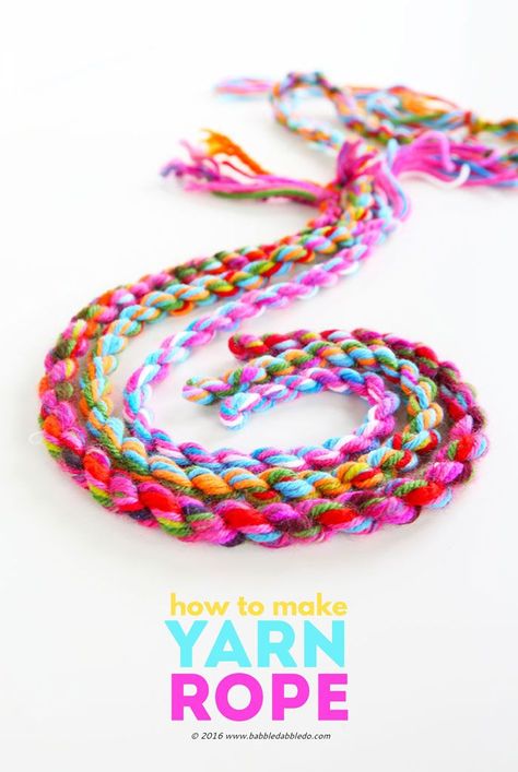 Easy and colorful yarn craft: Learn how to make rope out of a few strands of loose yarn. Wool Tassels, Babble Dabble Do, Easy Yarn Crafts, Homeschooling Preschool, Yarn Creations, Diy Yarn Crafts, Yarn Craft, Vbs Crafts, Ideas Craft